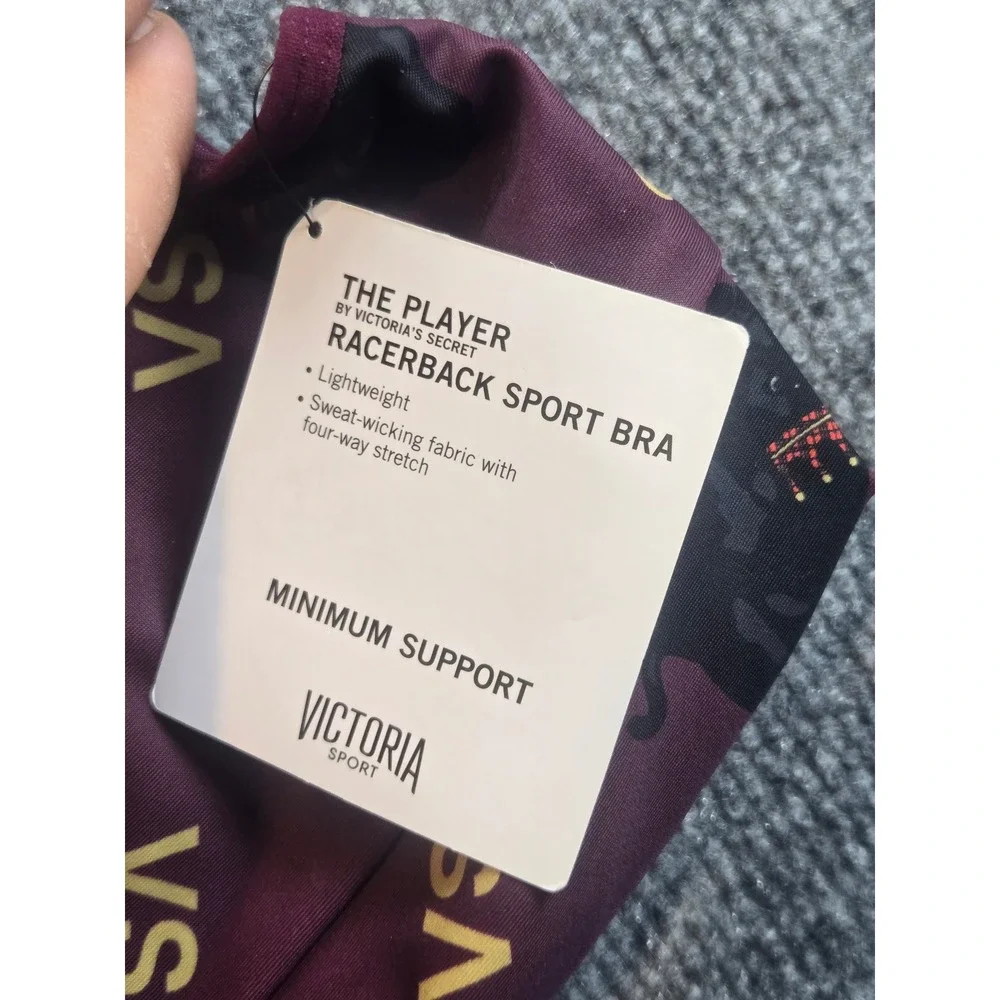 Victoria Sport The Player Racerback Sport Bra XL Maroon Black Panther Crown Logo